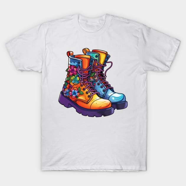 90s Retro Combat Boots T-Shirt by Chromatic Fusion Studio